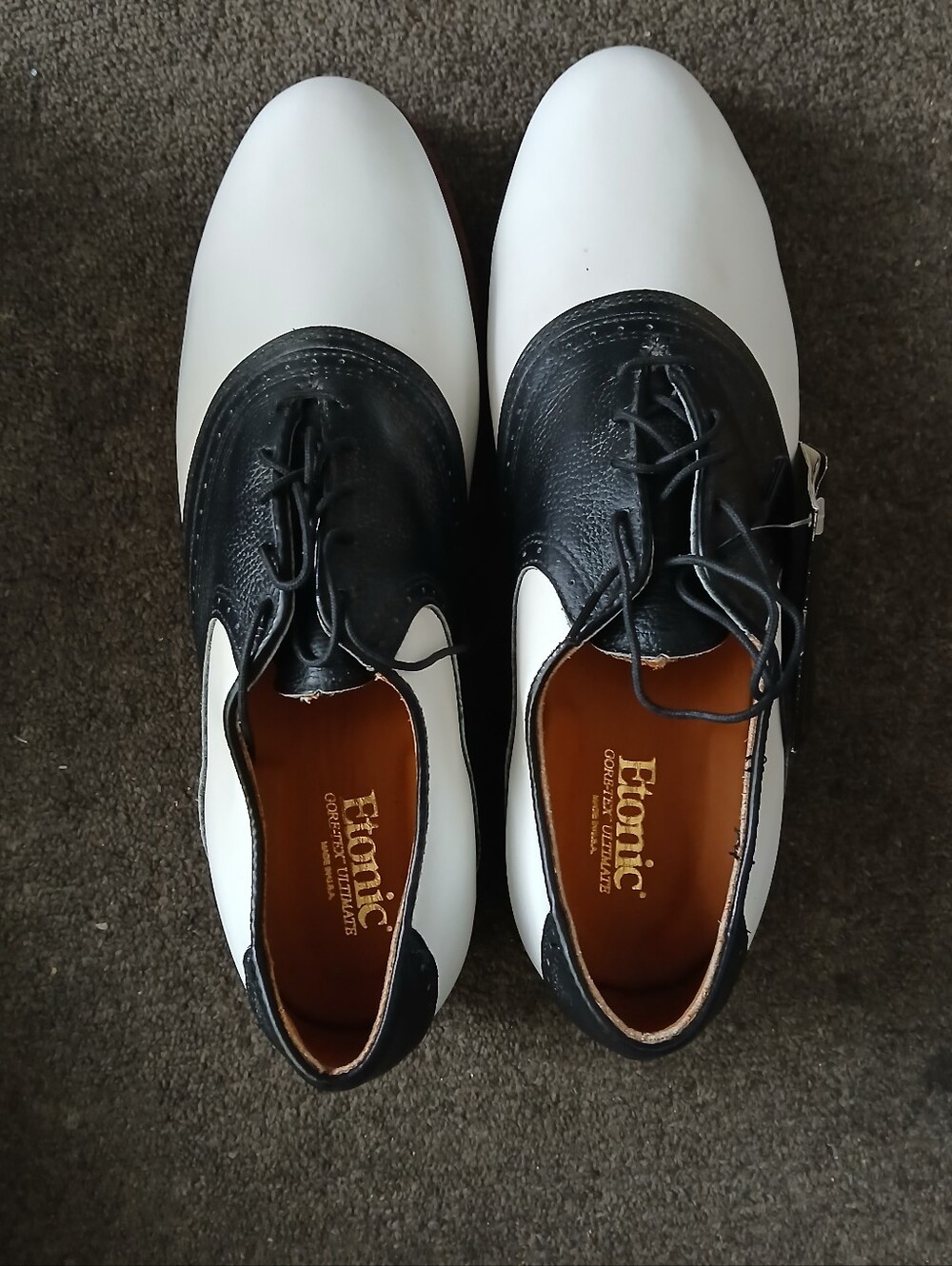 Etonic Men’s Classic Two-Tone Black & White Saddle Golf Shoes Size 11 D - Picture 2 of 8
